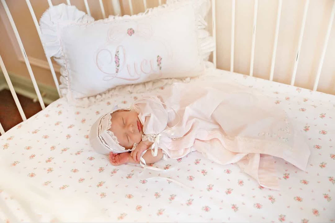 Heirloom Bows & Buds Name Pillow