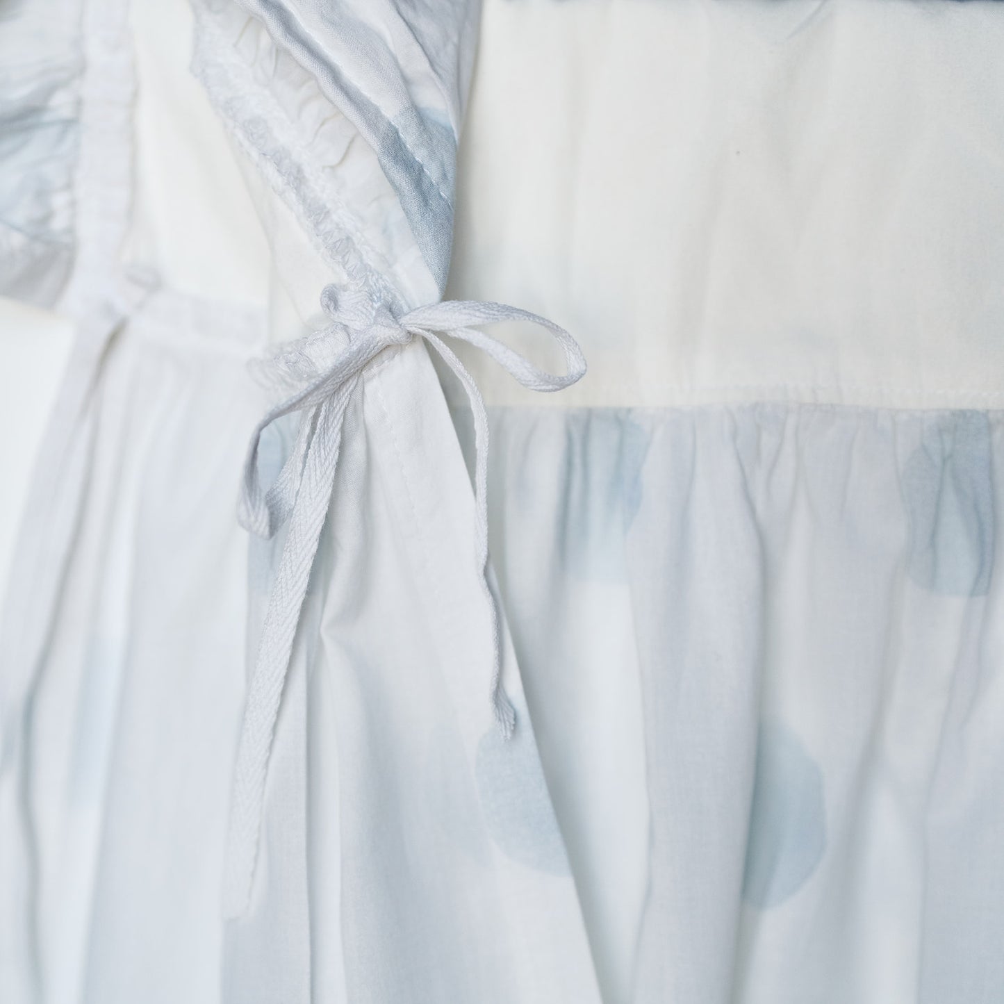 Gathered Crib Skirt in Blue Watercolor Dot