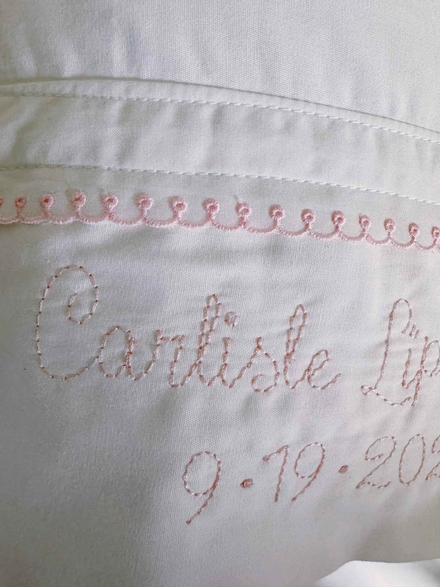 White Percale Crib Sheet & Personalized Pillow