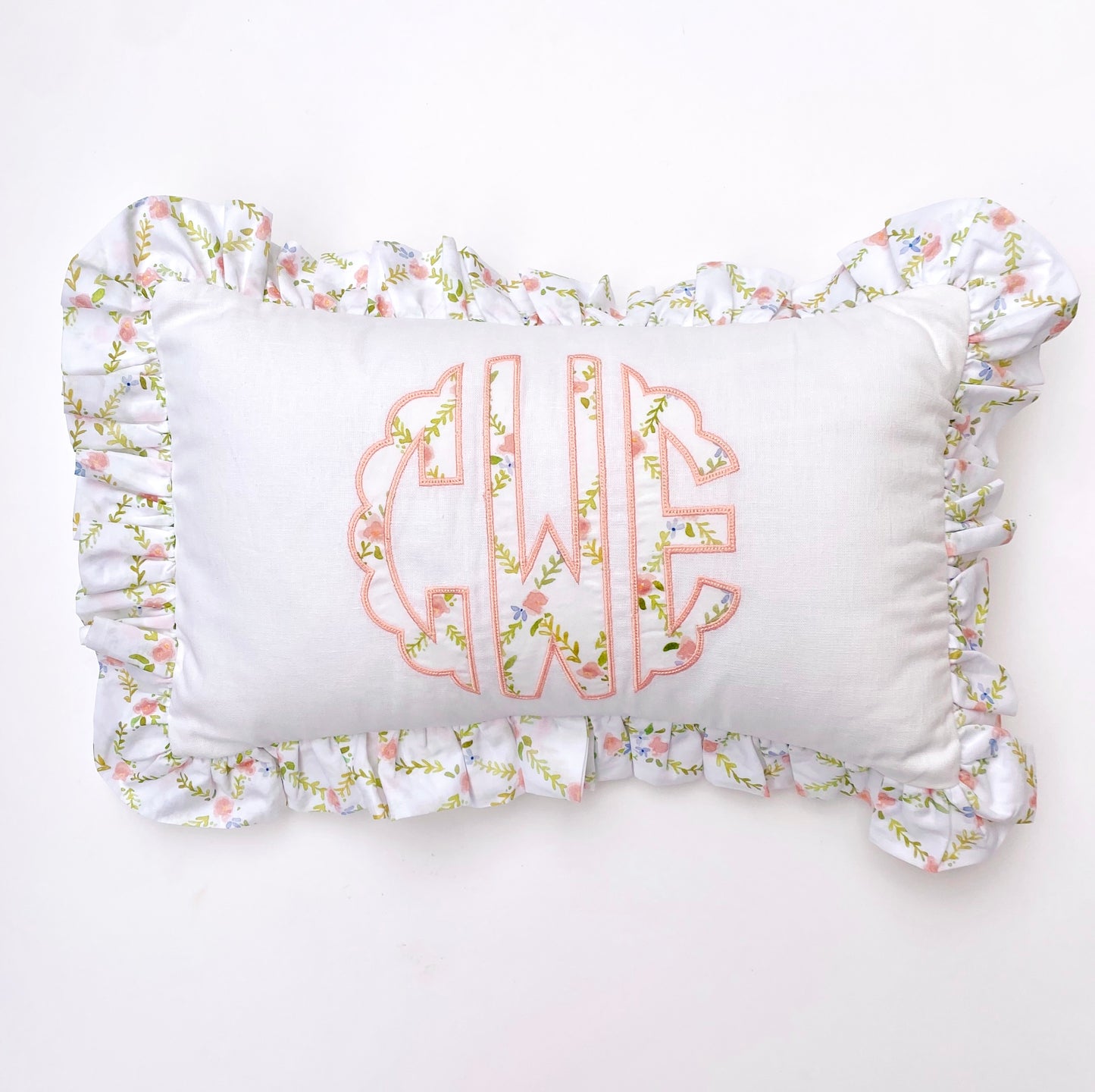 Lumbar Lattice Applique Monogram Pillow