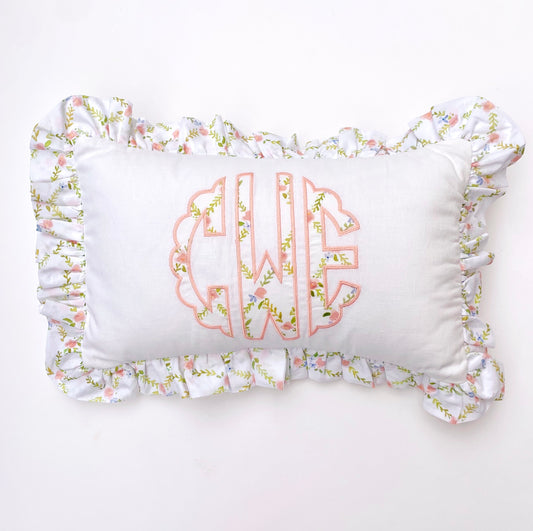 Lumbar Lattice Applique Monogram Pillow