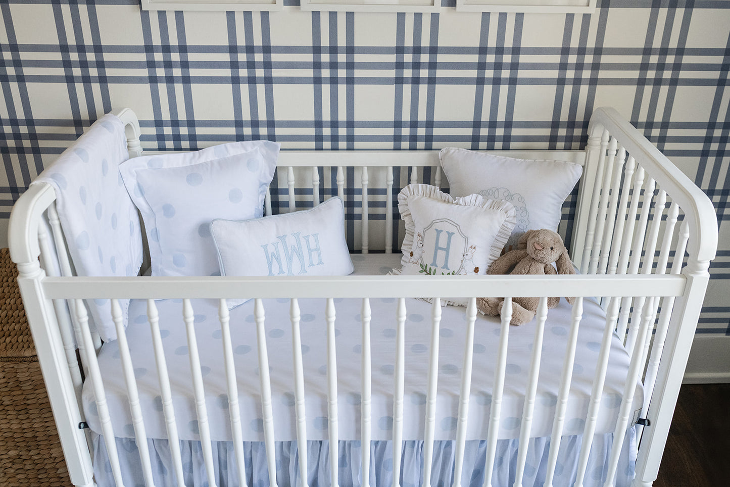 Blue Watercolor Dot Standard Crib Sheet