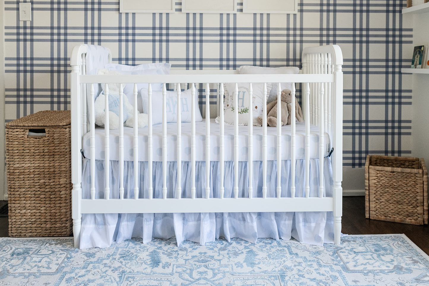 Blue Watercolor Dot Standard Crib Sheet