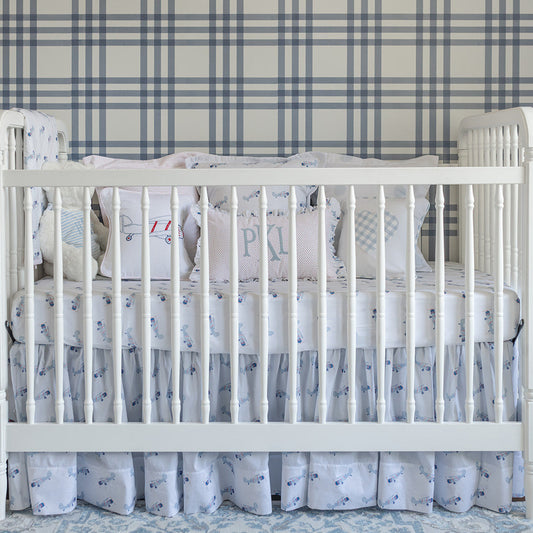 Gathered Crib Skirt in Flying Airplane
