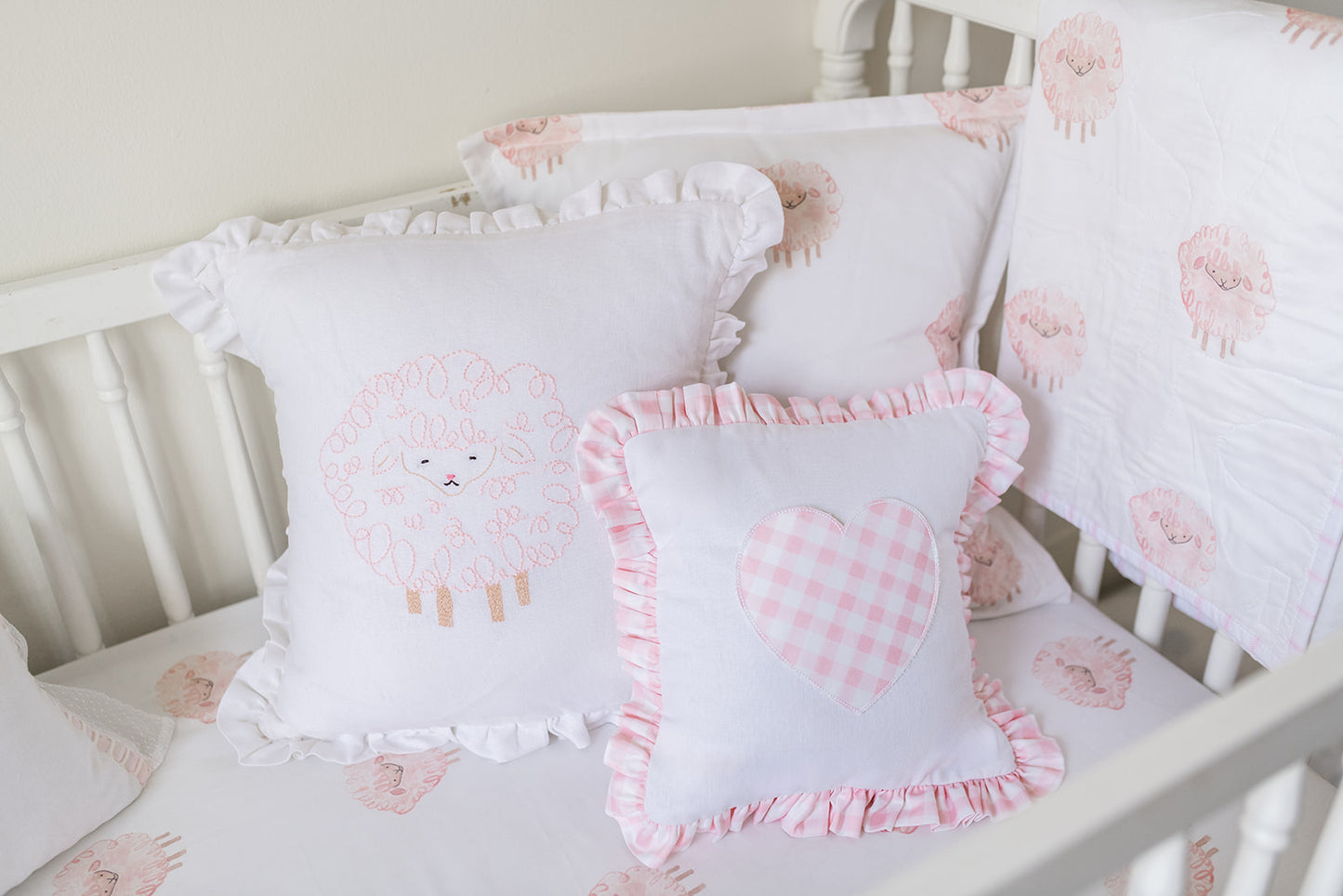 Pink Lamb Standard Crib Sheet