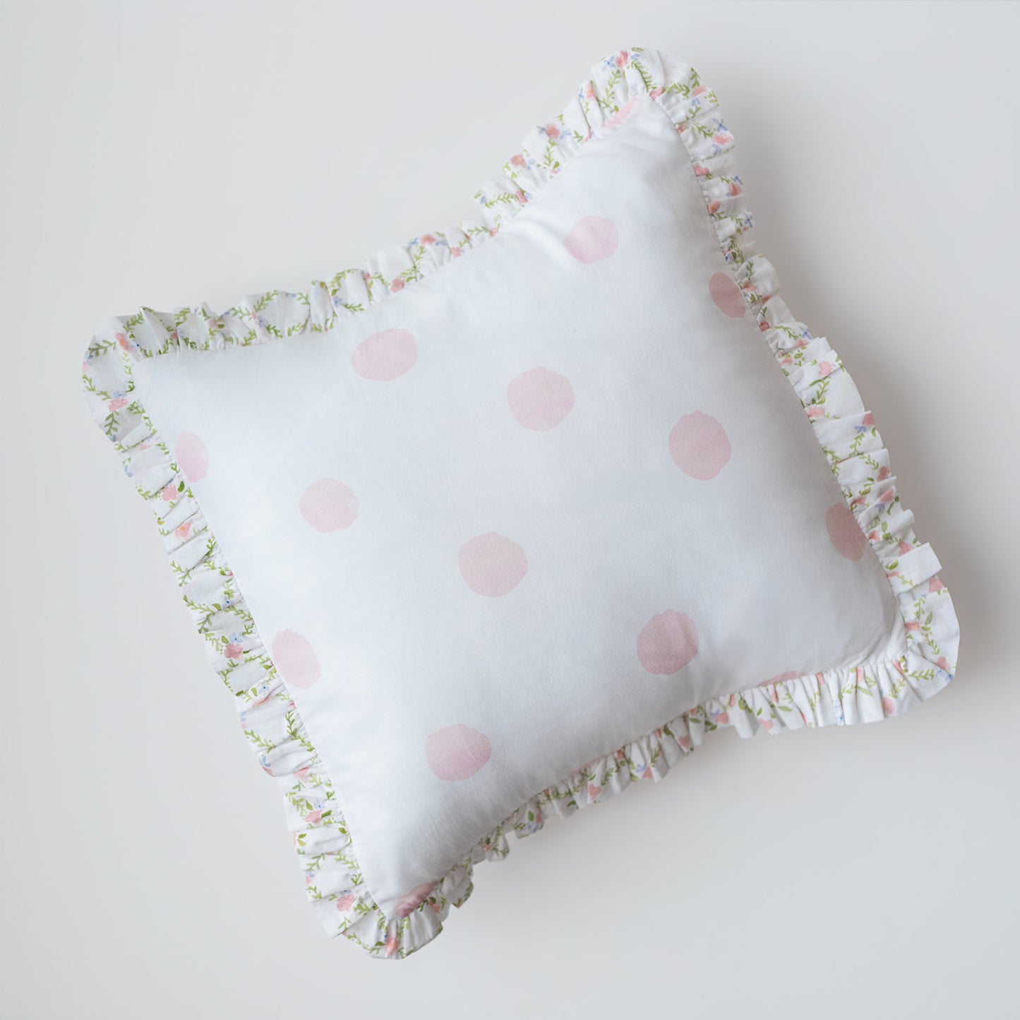 Pink Dot Pillow with Lattice Trim