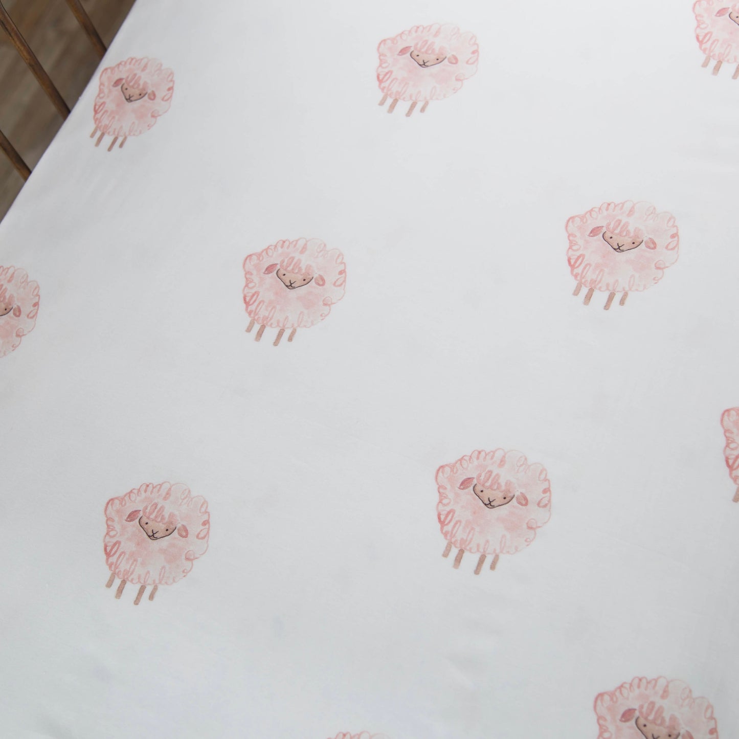 Pink Lamb Standard Crib Sheet