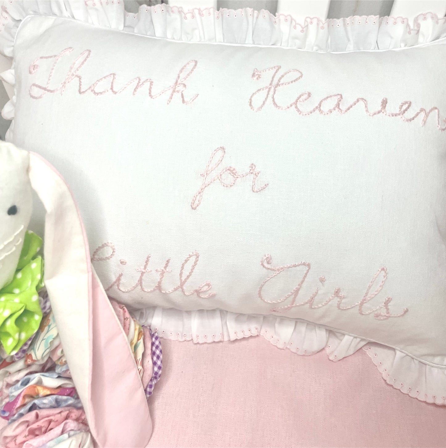 Hand-Embroidered : "Thank Heaven for..."