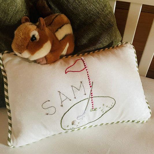 Hand Embroidered : Golf Pillow