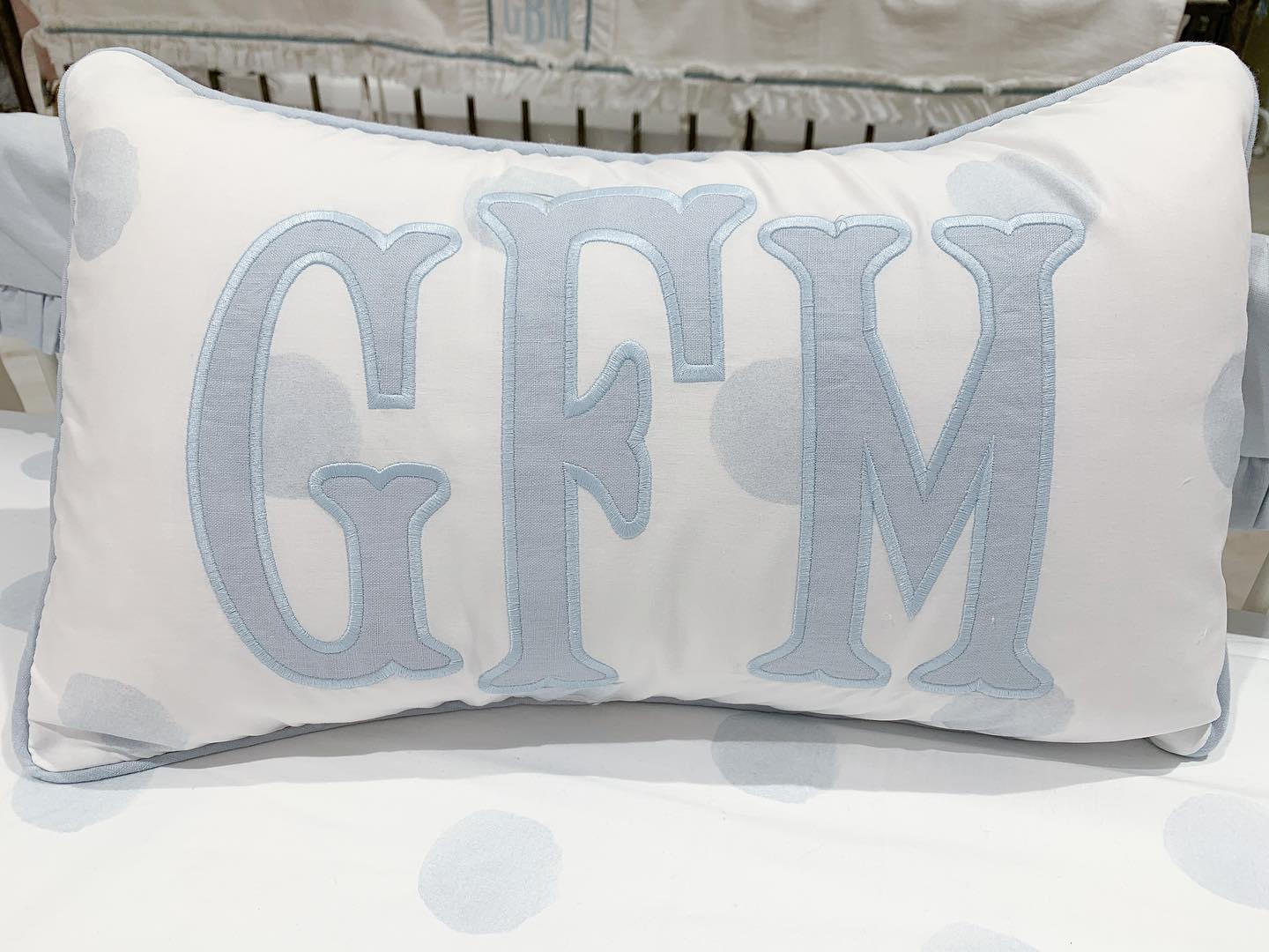 Appliqued Monogrammed Baby Girl pillow boudoir size for Nursery —  KJMonograms