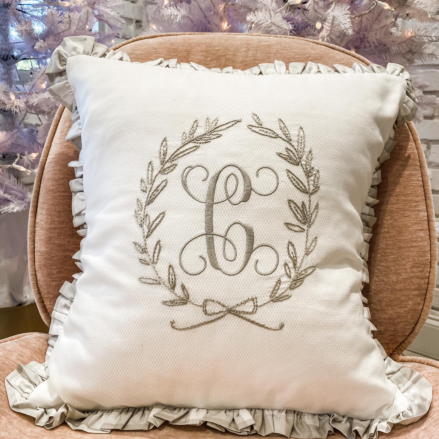 Laurel Wreath Hand-Embroidered Pillows