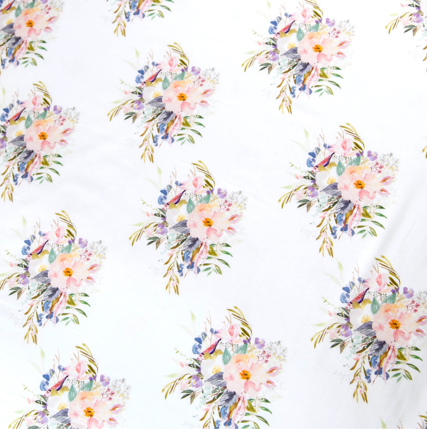 Watercolor Print Fabric : FLORAL BOUQUET