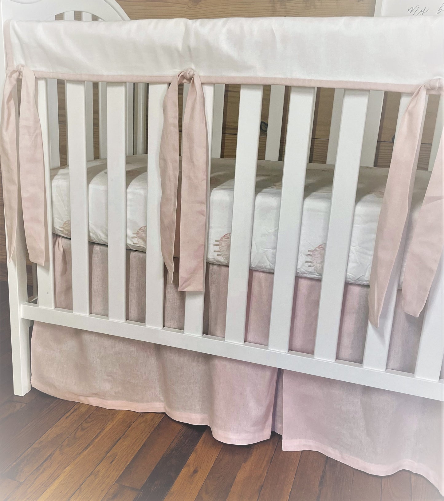 Pink Linen & Lamb Crib Set