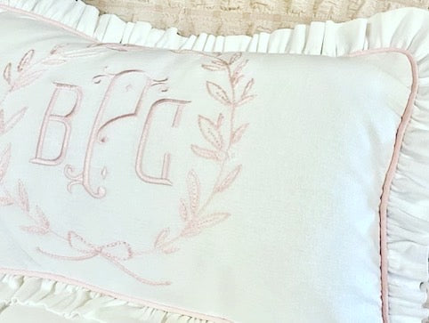 Laurel Wreath Hand-Embroidered Pillows