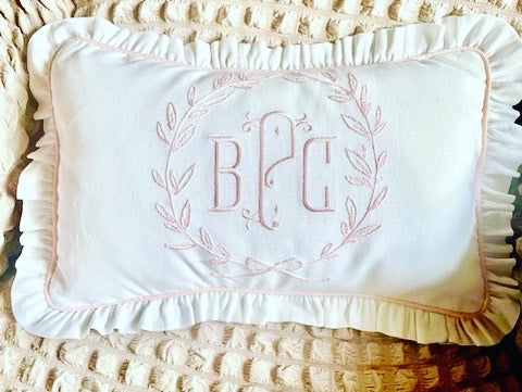 Laurel Wreath Hand-Embroidered Pillows