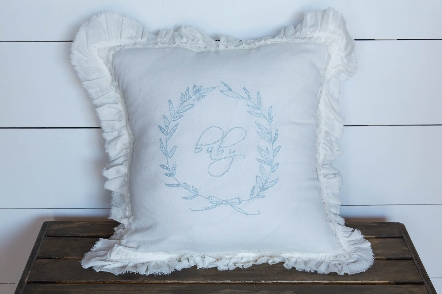 Laurel Wreath Hand-Embroidered Pillows