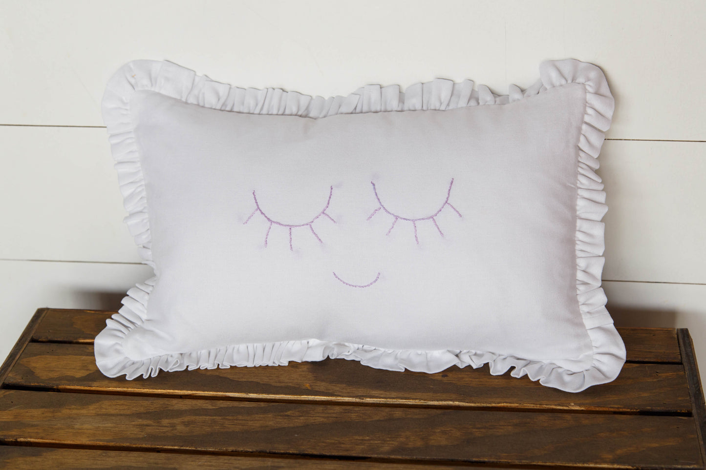 Sleepy Eyes Hand-Embroidered Pillow