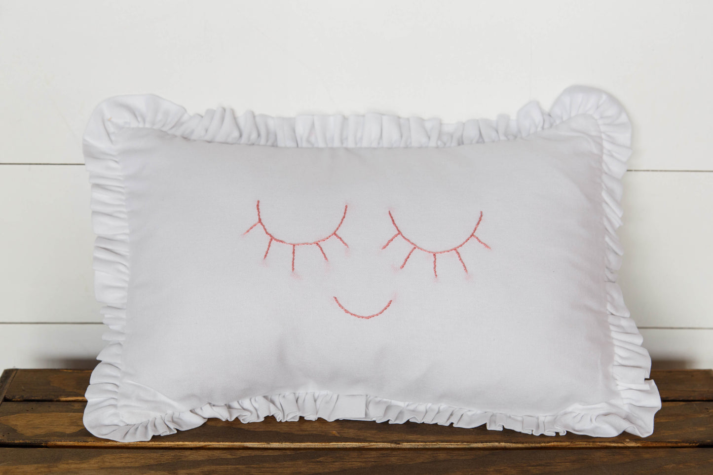 Sleepy Eyes Hand-Embroidered Pillow