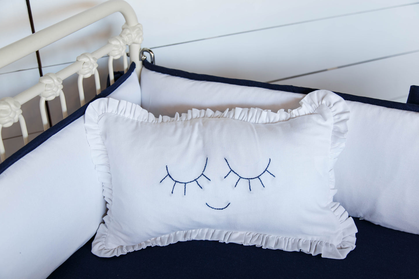 Sleepy Eyes Hand-Embroidered Pillow