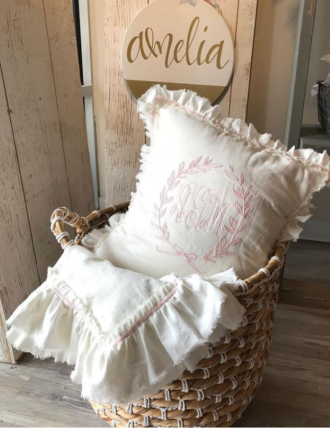 Laurel Wreath Hand-Embroidered Pillows